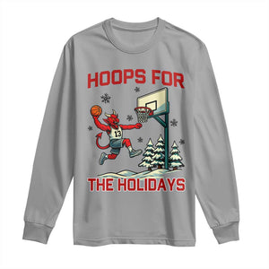 Funny Christmas Basketball Jersey Devil Long Sleeve Shirt Hoops For The Holidays TS12 Sport Gray Print Your Wear
