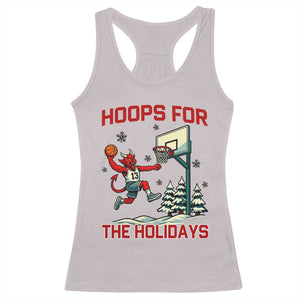 Funny Christmas Basketball Jersey Devil Racerback Tank Top Hoops For The Holidays TS12 Ice Gray Print Your Wear