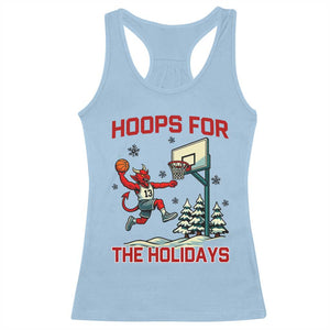 Funny Christmas Basketball Jersey Devil Racerback Tank Top Hoops For The Holidays TS12 Light Blue Print Your Wear