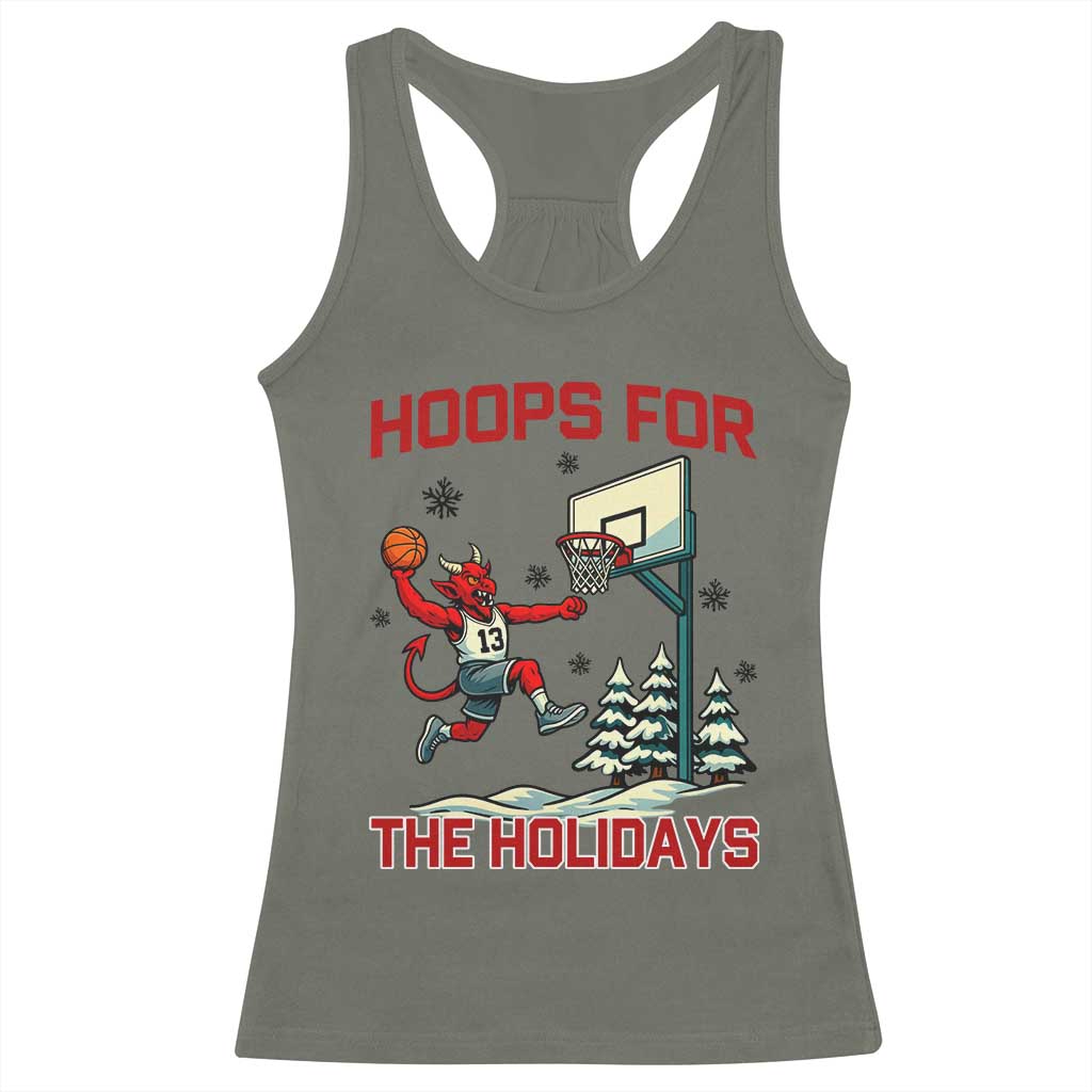 Funny Christmas Basketball Jersey Devil Racerback Tank Top Hoops For The Holidays TS12 Military Green Print Your Wear