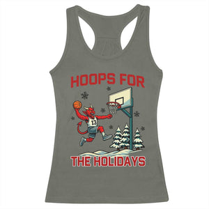 Funny Christmas Basketball Jersey Devil Racerback Tank Top Hoops For The Holidays TS12 Military Green Print Your Wear