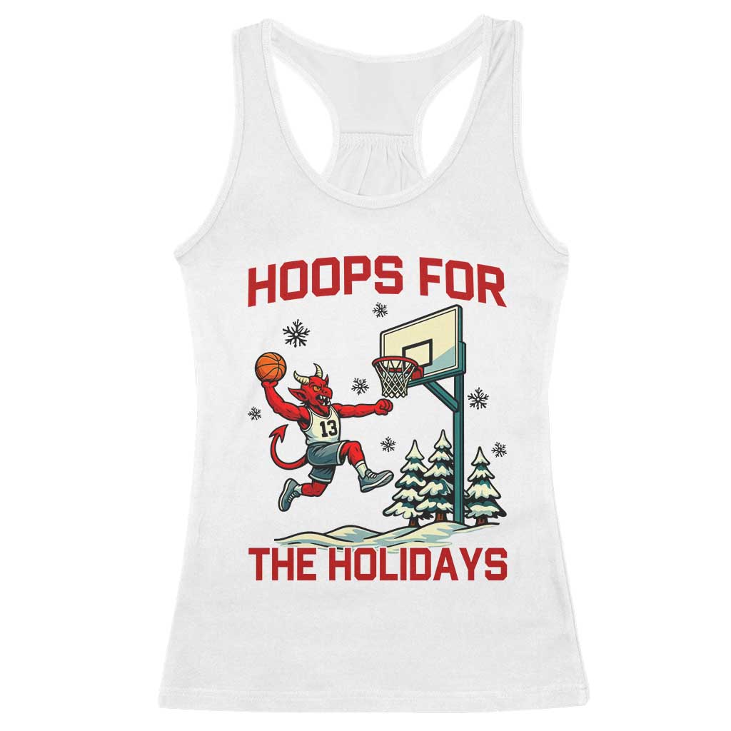 Funny Christmas Basketball Jersey Devil Racerback Tank Top Hoops For The Holidays TS12 White Print Your Wear