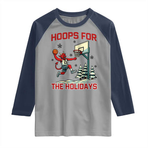 Funny Christmas Basketball Jersey Devil Raglan Shirt Hoops For The Holidays TS12 Sport Gray Navy Print Your Wear