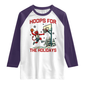 Funny Christmas Basketball Jersey Devil Raglan Shirt Hoops For The Holidays TS12 White Purple Print Your Wear