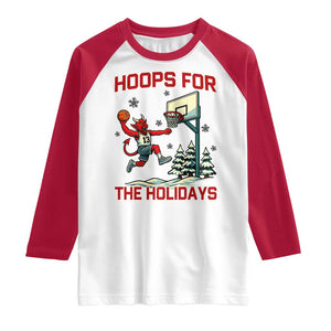 Funny Christmas Basketball Jersey Devil Raglan Shirt Hoops For The Holidays TS12 White Red Print Your Wear