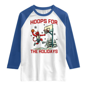 Funny Christmas Basketball Jersey Devil Raglan Shirt Hoops For The Holidays TS12 White Royal Print Your Wear
