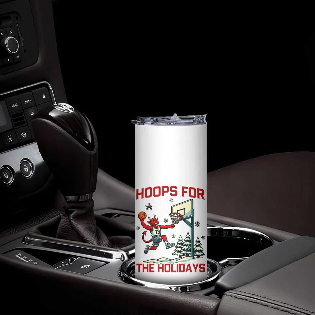 Funny Christmas Basketball Jersey Devil Skinny Tumbler Hoops For The Holidays TS12 Print Your Wear