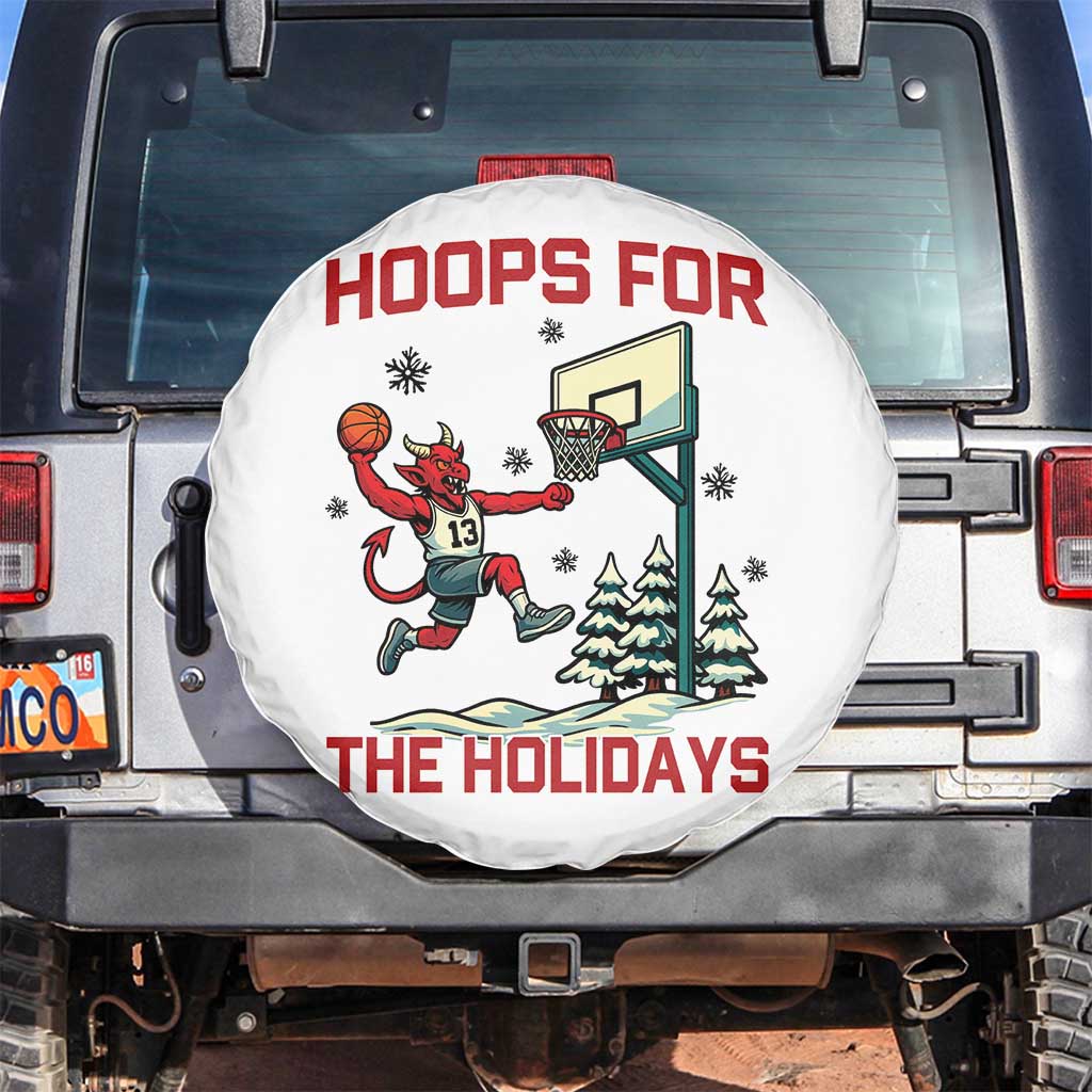 Funny Christmas Basketball Jersey Devil Spare Tire Cover Hoops For The Holidays TS12 No hole White Print Your Wear