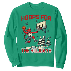 Funny Christmas Basketball Jersey Devil Sweatshirt Hoops For The Holidays TS12 Irish Green Print Your Wear