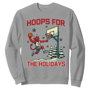 Funny Christmas Basketball Jersey Devil Sweatshirt Hoops For The Holidays TS12 Sport Gray Print Your Wear