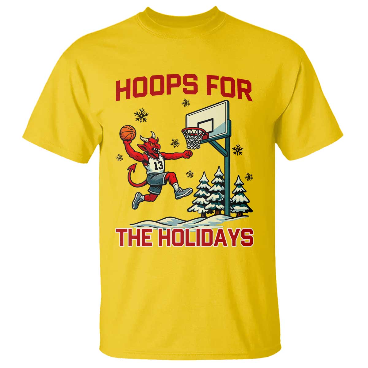 Funny Christmas Basketball Jersey Devil T Shirt Hoops For The Holidays TS12 Daisy Print Your Wear