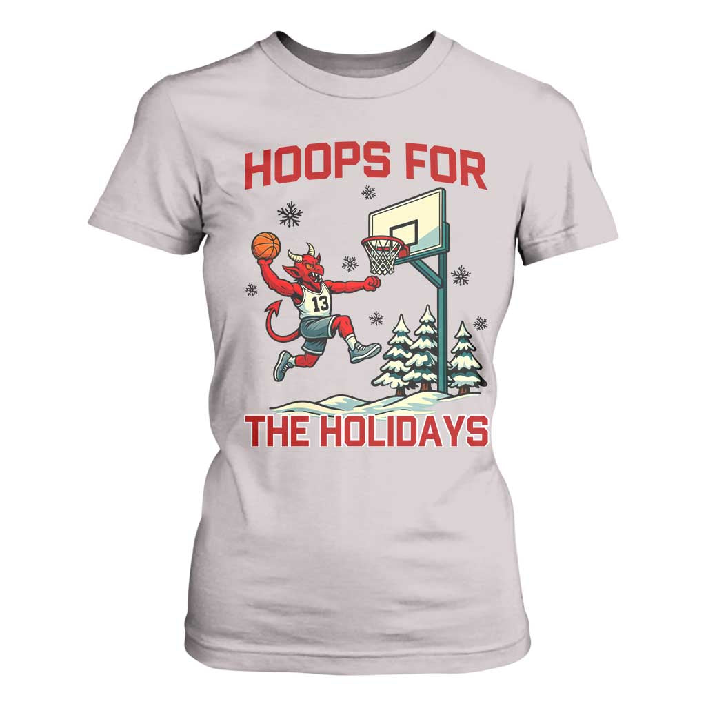 Funny Christmas Basketball Jersey Devil T Shirt For Women Hoops For The Holidays TS12 Ice Gray Print Your Wear