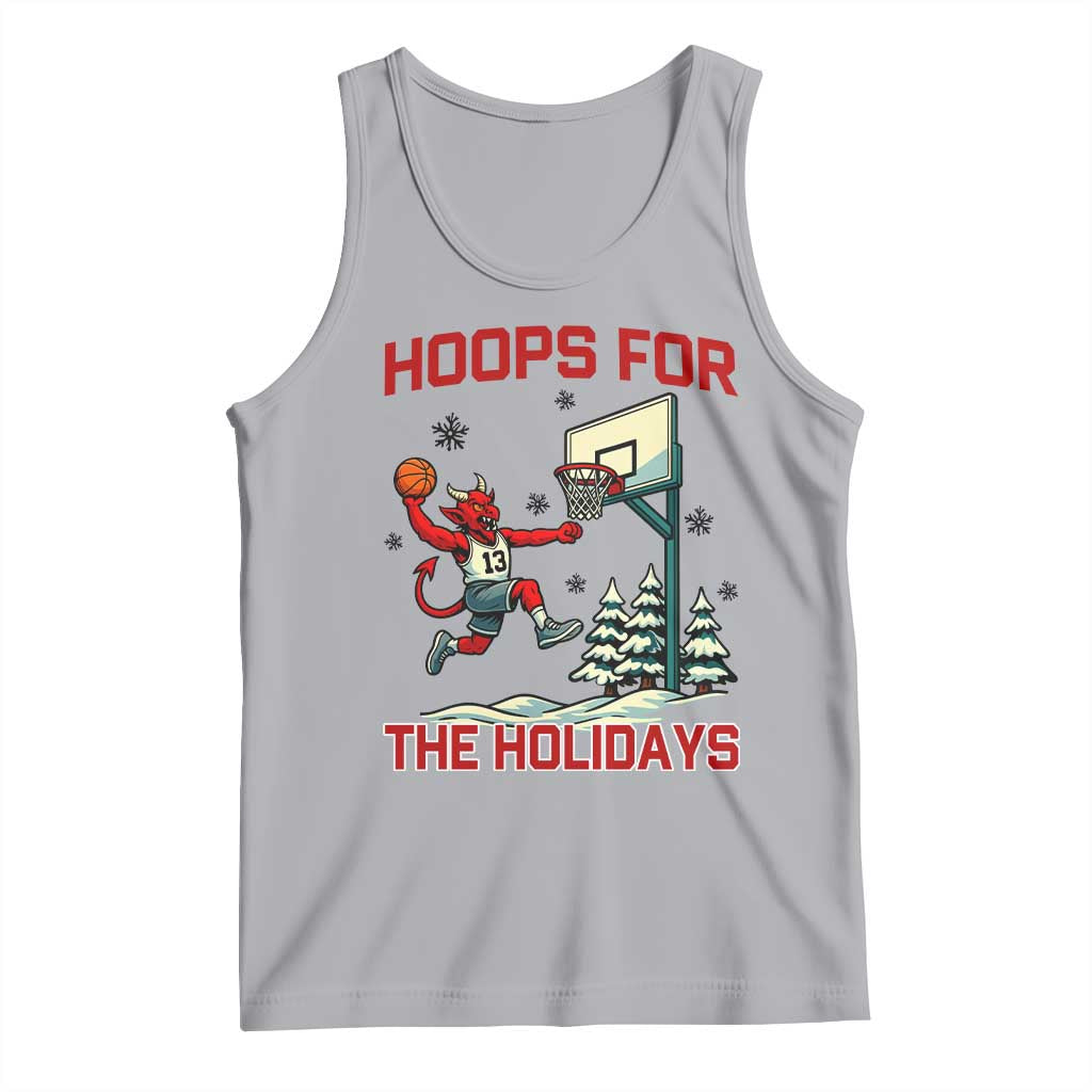 Funny Christmas Basketball Jersey Devil Tank Top Hoops For The Holidays TS12 Athletic Heather Print Your Wear