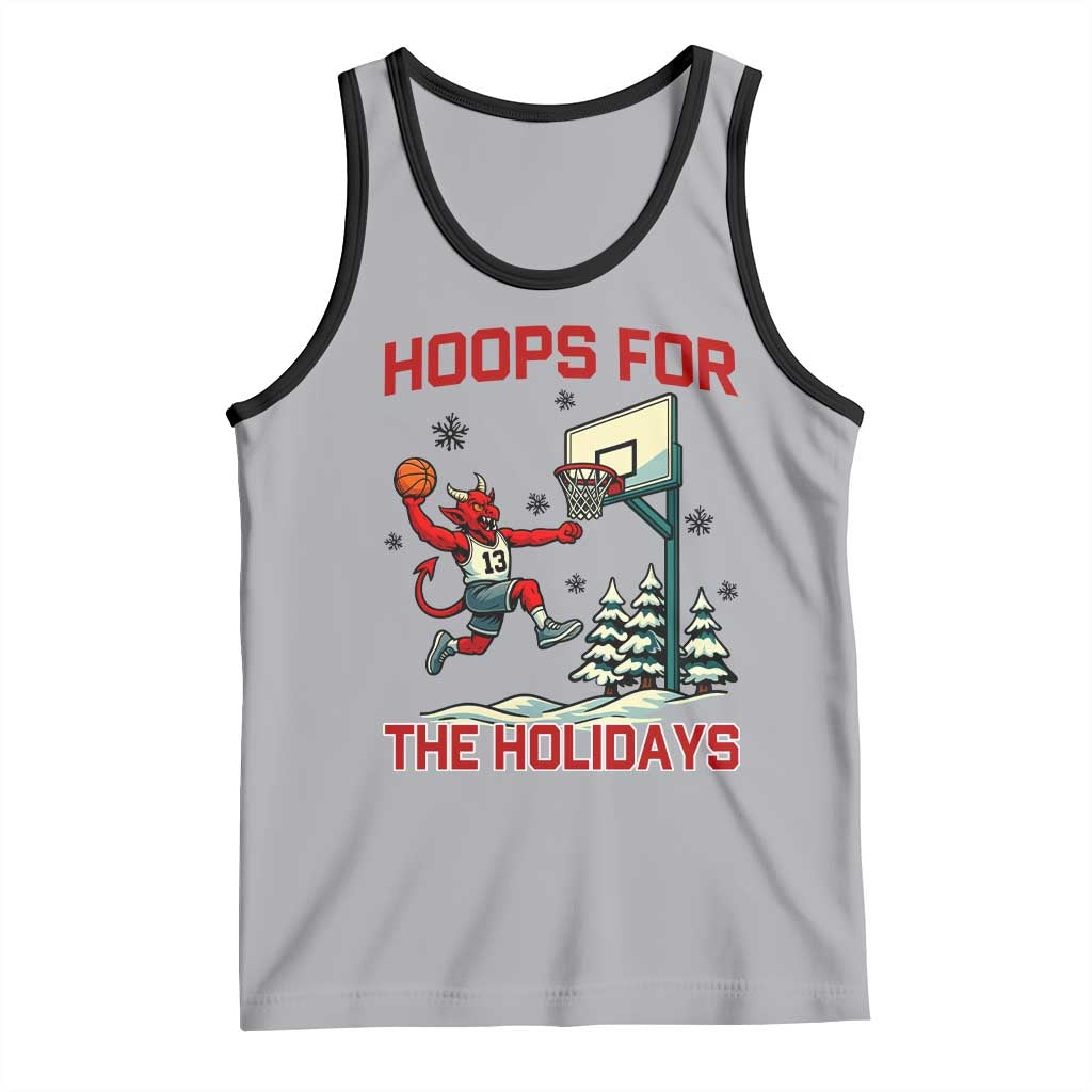 Funny Christmas Basketball Jersey Devil Tank Top Hoops For The Holidays TS12 Athletic Heather Black Print Your Wear