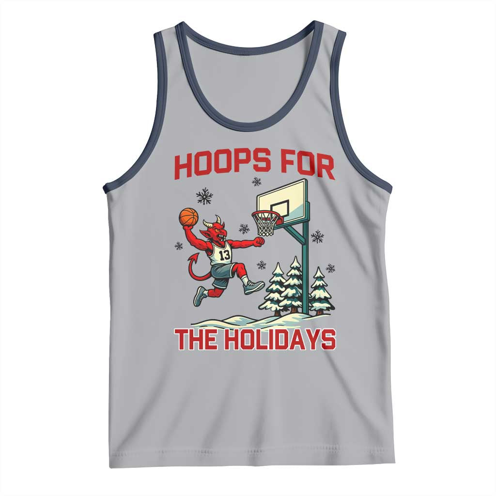 Funny Christmas Basketball Jersey Devil Tank Top Hoops For The Holidays TS12 Athletic Heather Navy Print Your Wear
