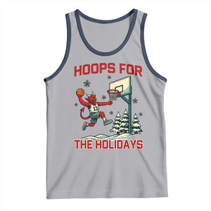 Funny Christmas Basketball Jersey Devil Tank Top Hoops For The Holidays TS12 Athletic Heather Navy Print Your Wear