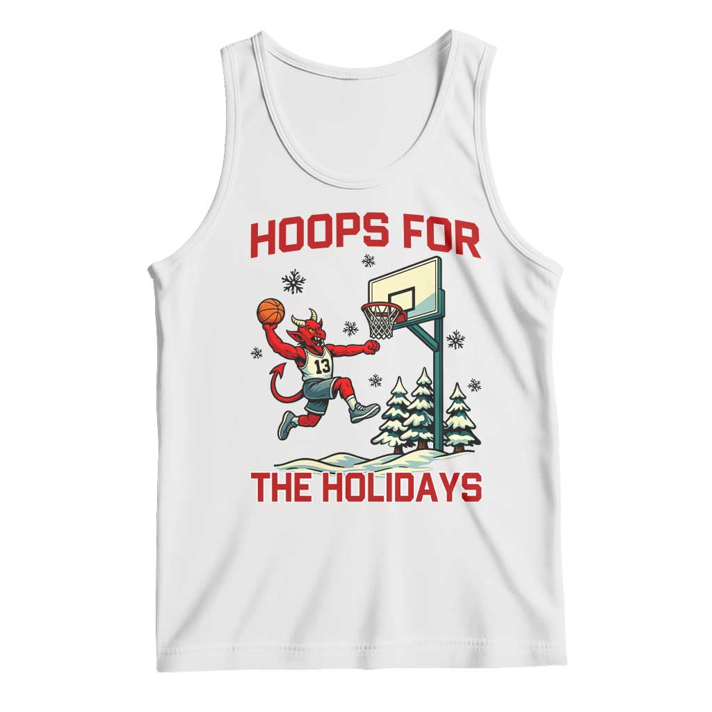 Funny Christmas Basketball Jersey Devil Tank Top Hoops For The Holidays TS12 White Print Your Wear