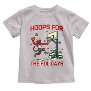 Funny Christmas Basketball Jersey Devil Toddler T Shirt Hoops For The Holidays TS12 Ice Gray Print Your Wear
