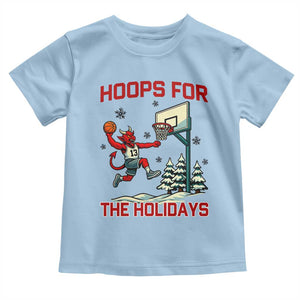 Funny Christmas Basketball Jersey Devil Toddler T Shirt Hoops For The Holidays TS12 Light Blue Print Your Wear