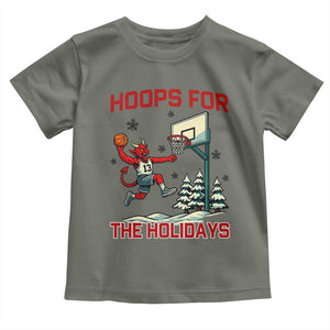Funny Christmas Basketball Jersey Devil Toddler T Shirt Hoops For The Holidays TS12 Military Green Print Your Wear