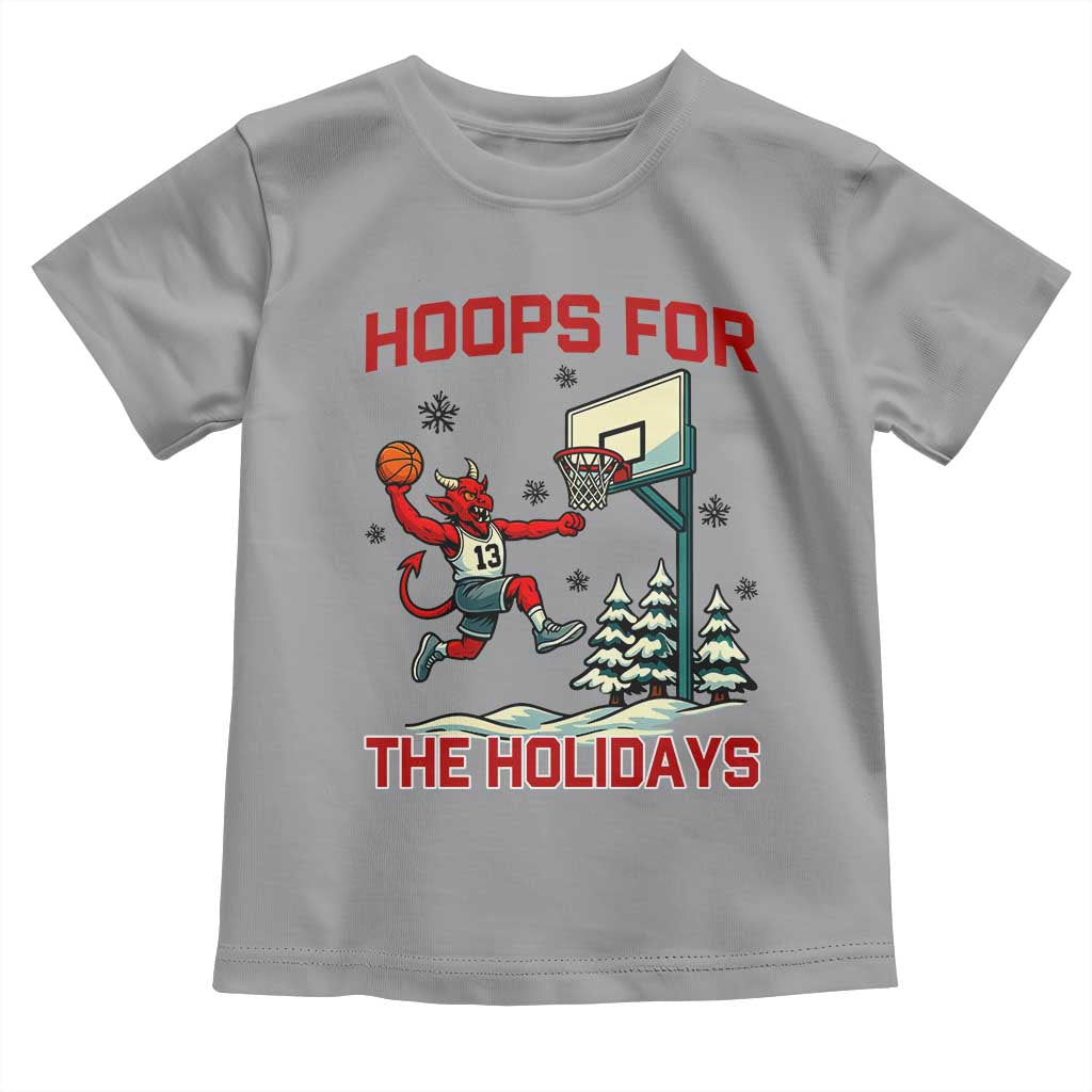 Funny Christmas Basketball Jersey Devil Toddler T Shirt Hoops For The Holidays TS12 Sport Gray Print Your Wear