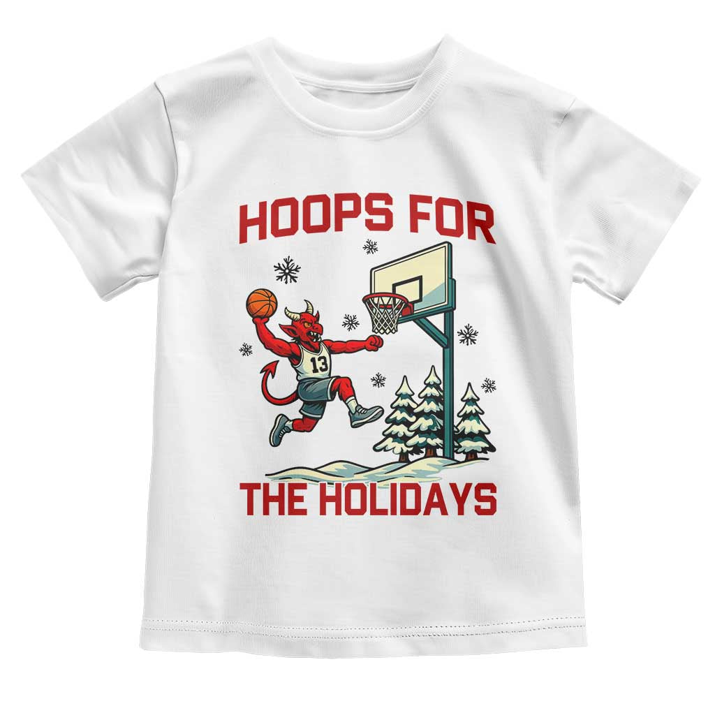 Funny Christmas Basketball Jersey Devil Toddler T Shirt Hoops For The Holidays TS12 White Print Your Wear
