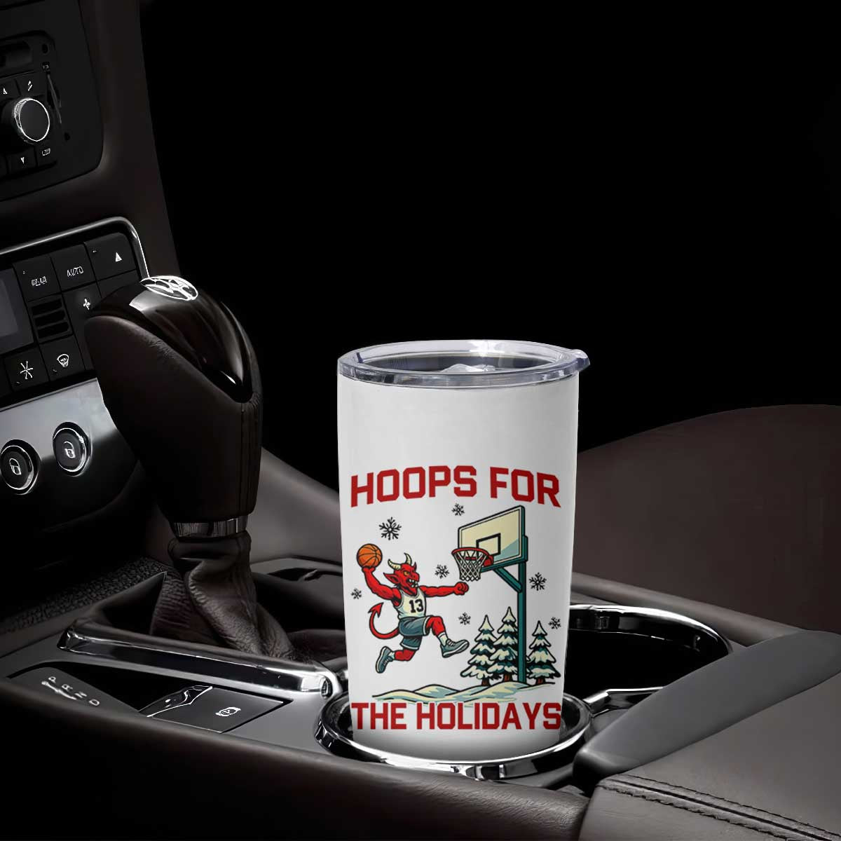 Funny Christmas Basketball Jersey Devil Tumbler Cup Hoops For The Holidays TS12 Print Your Wear