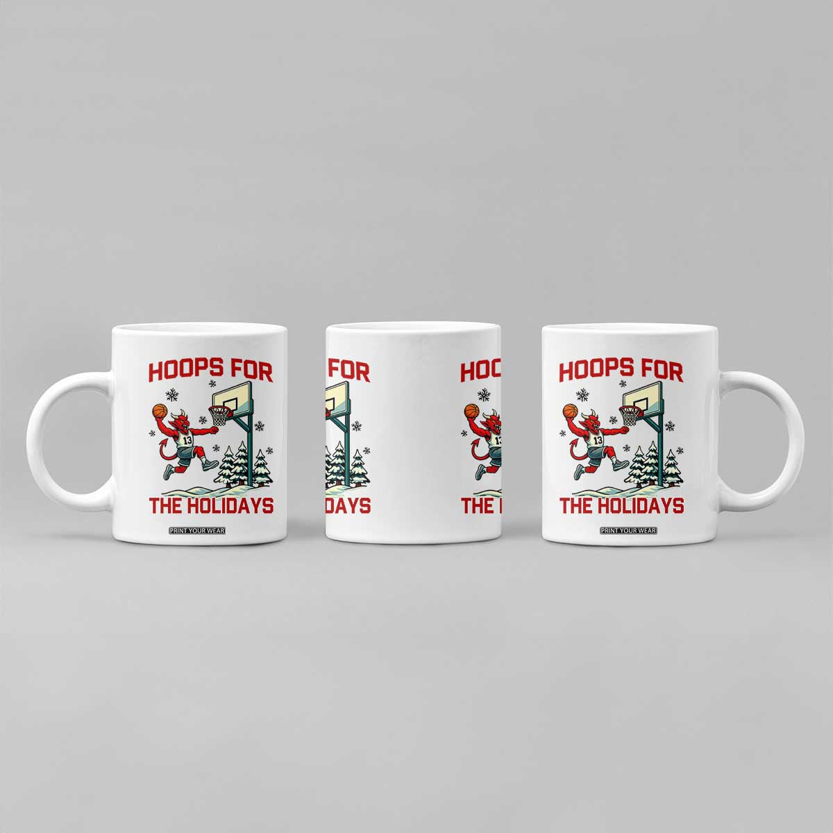 Funny Christmas Basketball Jersey Devil Coffee Mug Hoops For The Holidays TS12 Print Your Wear