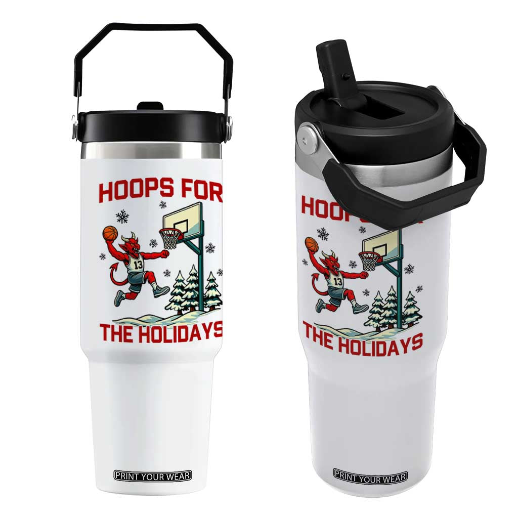 Funny Christmas Basketball Jersey Devil Flip Straw Tumbler Hoops For The Holidays TS12 One Size: 30 oz White Print Your Wear