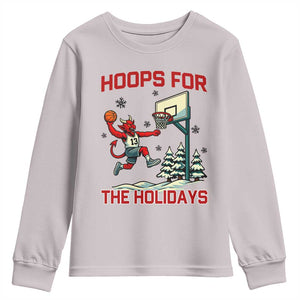 Funny Christmas Basketball Jersey Devil Youth Sweatshirt Hoops For The Holidays TS12 Ice Gray Print Your Wear