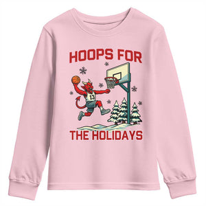 Funny Christmas Basketball Jersey Devil Youth Sweatshirt Hoops For The Holidays TS12 Light Pink Print Your Wear