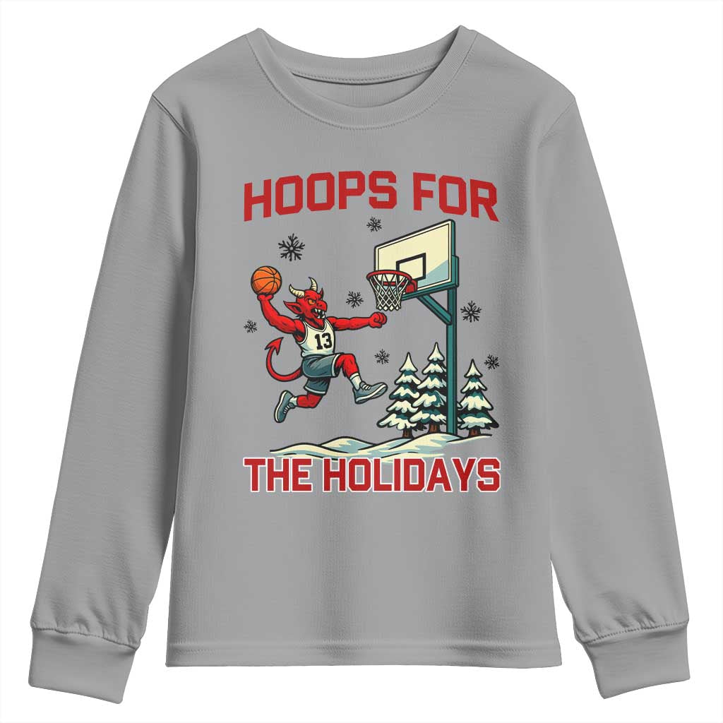 Funny Christmas Basketball Jersey Devil Youth Sweatshirt Hoops For The Holidays TS12 Sport Gray Print Your Wear