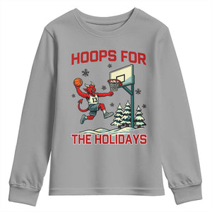 Funny Christmas Basketball Jersey Devil Youth Sweatshirt Hoops For The Holidays TS12 Sport Gray Print Your Wear