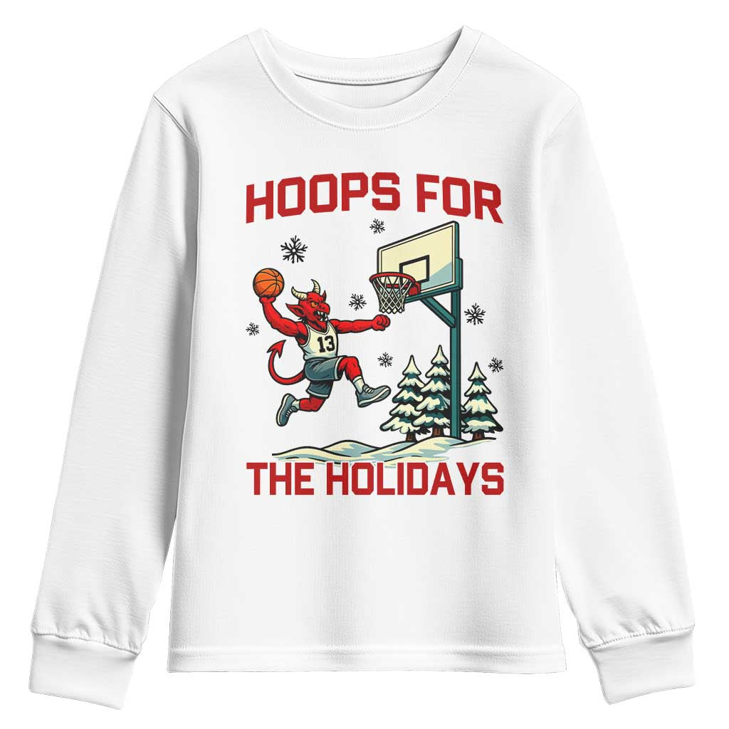 Funny Christmas Basketball Jersey Devil Youth Sweatshirt Hoops For The Holidays TS12 White Print Your Wear