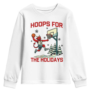 Funny Christmas Basketball Jersey Devil Youth Sweatshirt Hoops For The Holidays TS12 White Print Your Wear