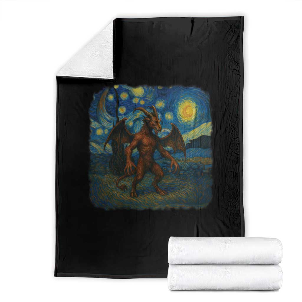 Jersey Devil Starry Night Throw Blanket Van Gogh Cryptid Gift TS12 Black Print Your Wear