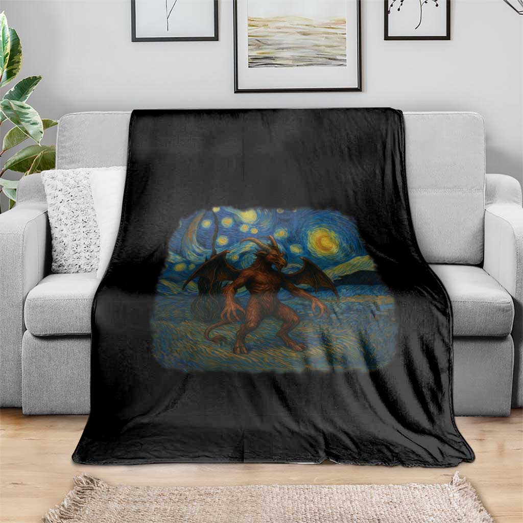 Jersey Devil Starry Night Throw Blanket Van Gogh Cryptid Gift TS12 Print Your Wear