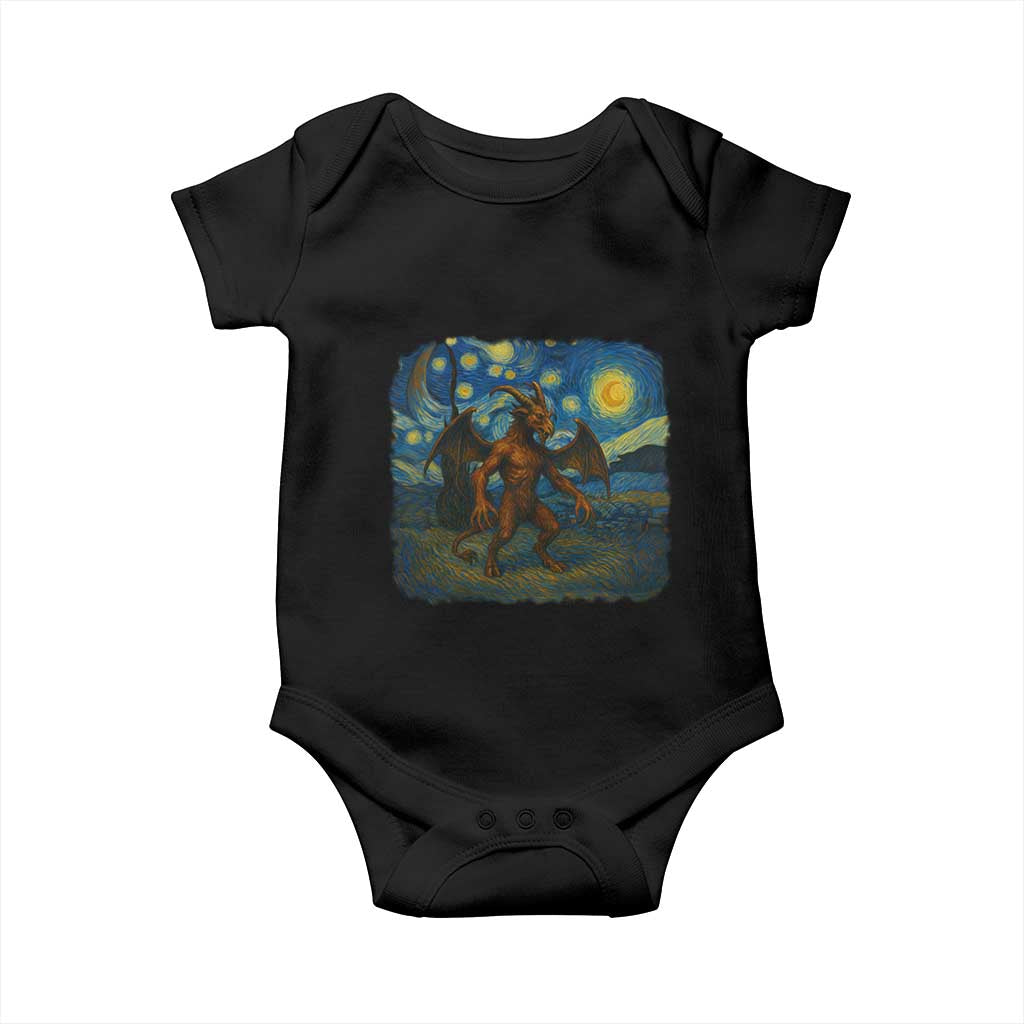 Jersey Devil Starry Night Baby Onesie Van Gogh Cryptid Gift TS12 Black Print Your Wear