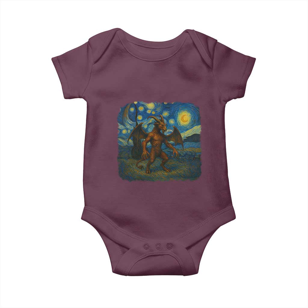 Jersey Devil Starry Night Baby Onesie Van Gogh Cryptid Gift TS12 Maroon Print Your Wear