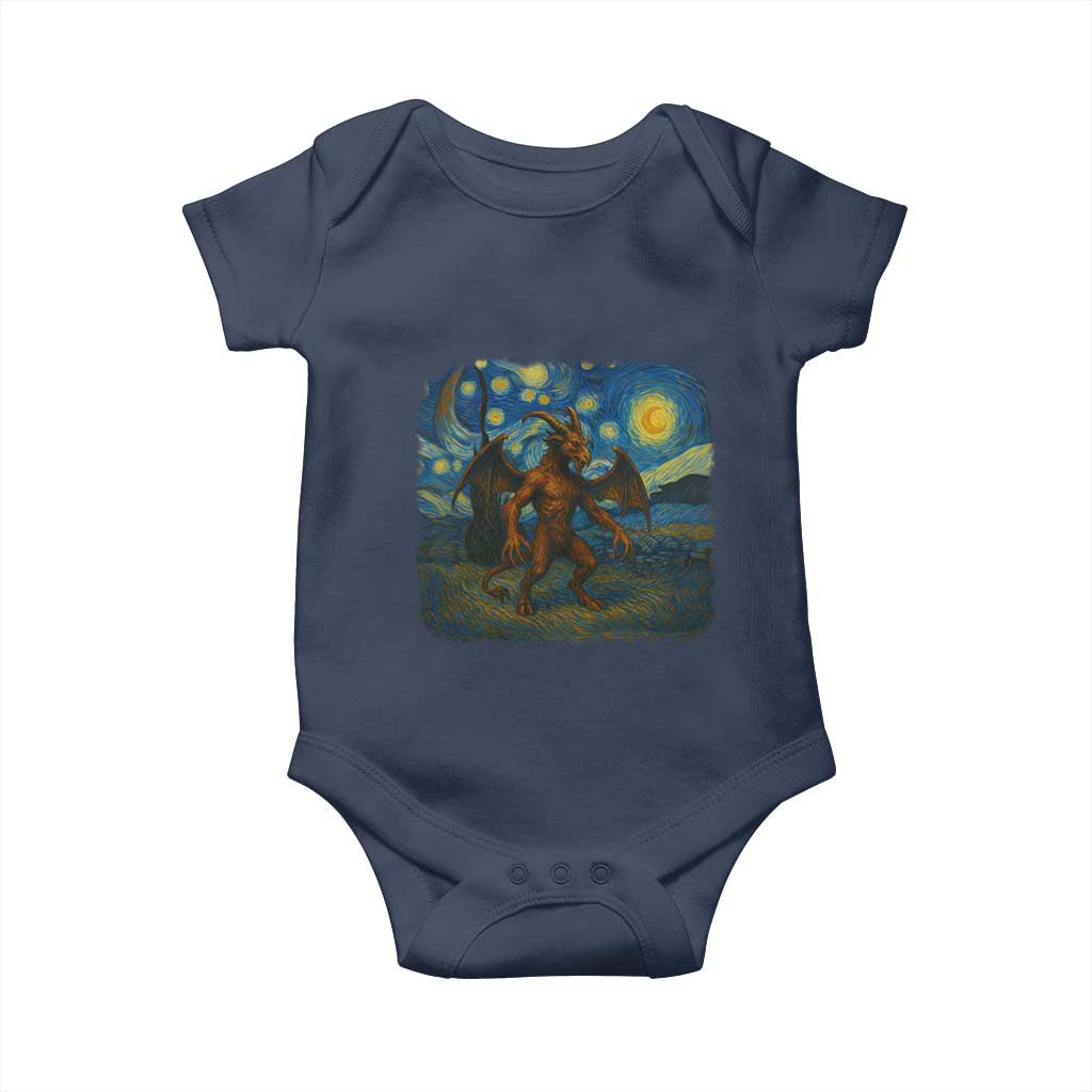 Jersey Devil Starry Night Baby Onesie Van Gogh Cryptid Gift TS12 Navy Print Your Wear