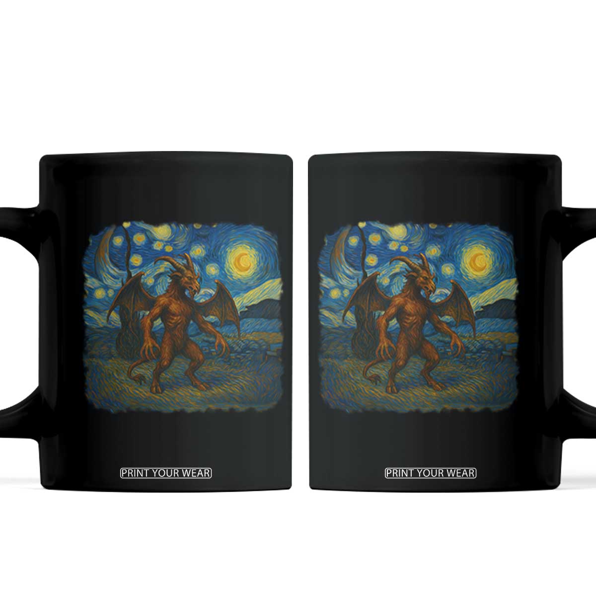 Jersey Devil Starry Night Coffee Mug Van Gogh Cryptid Gift TS12 Black Print Your Wear