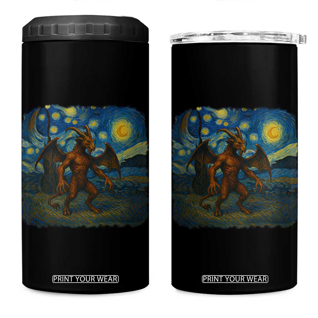 Jersey Devil Starry Night 4 in 1 Can Cooler Tumbler Van Gogh Cryptid Gift TS12 One Size: 16 oz Black Print Your Wear