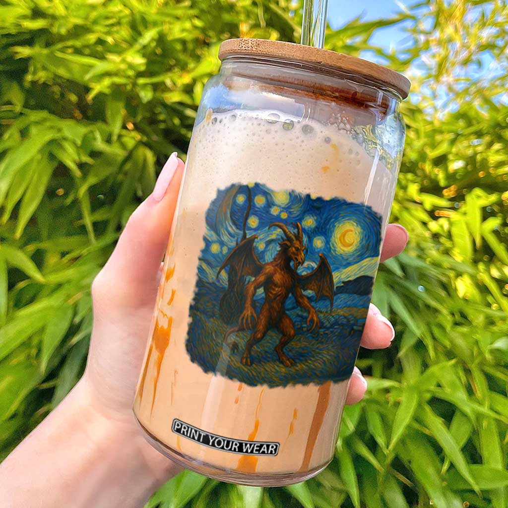 Jersey Devil Starry Night Glass Can Van Gogh Cryptid Gift TS12 Black Print Your Wear