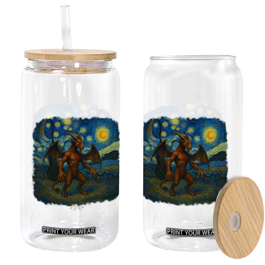 Jersey Devil Starry Night Glass Can Van Gogh Cryptid Gift TS12 Print Your Wear