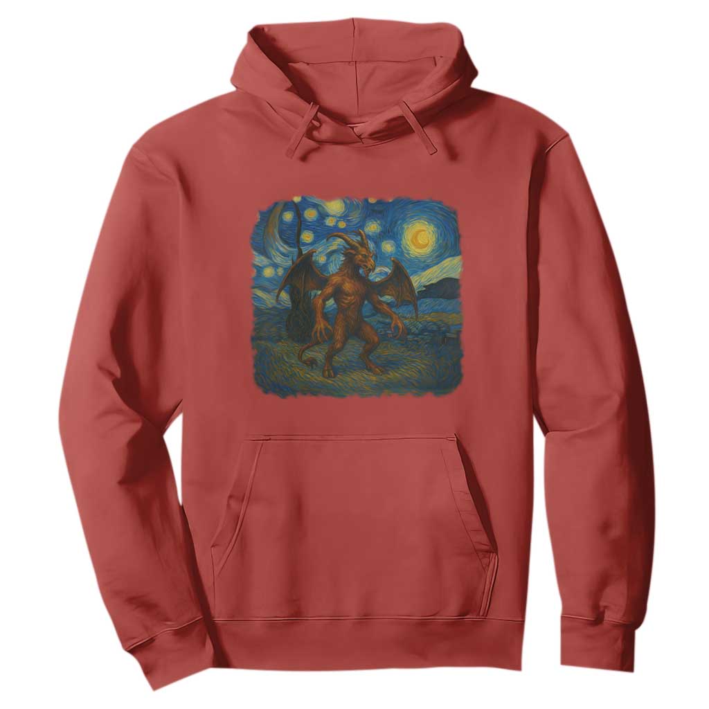 Jersey Devil Starry Night Hoodie Van Gogh Cryptid Gift TS12 Red Print Your Wear