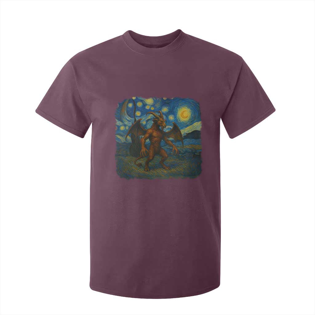 Jersey Devil Starry Night T Shirt For Kid Van Gogh Cryptid Gift TS12 Maroon Print Your Wear