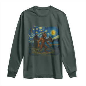 Jersey Devil Starry Night Long Sleeve Shirt Van Gogh Cryptid Gift TS12 Dark Forest Green Print Your Wear