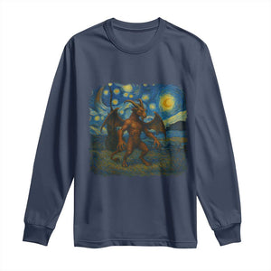 Jersey Devil Starry Night Long Sleeve Shirt Van Gogh Cryptid Gift TS12 Navy Print Your Wear