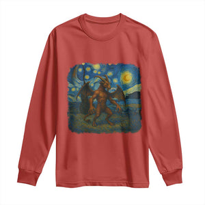 Jersey Devil Starry Night Long Sleeve Shirt Van Gogh Cryptid Gift TS12 Red Print Your Wear