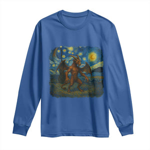 Jersey Devil Starry Night Long Sleeve Shirt Van Gogh Cryptid Gift TS12 Royal Blue Print Your Wear
